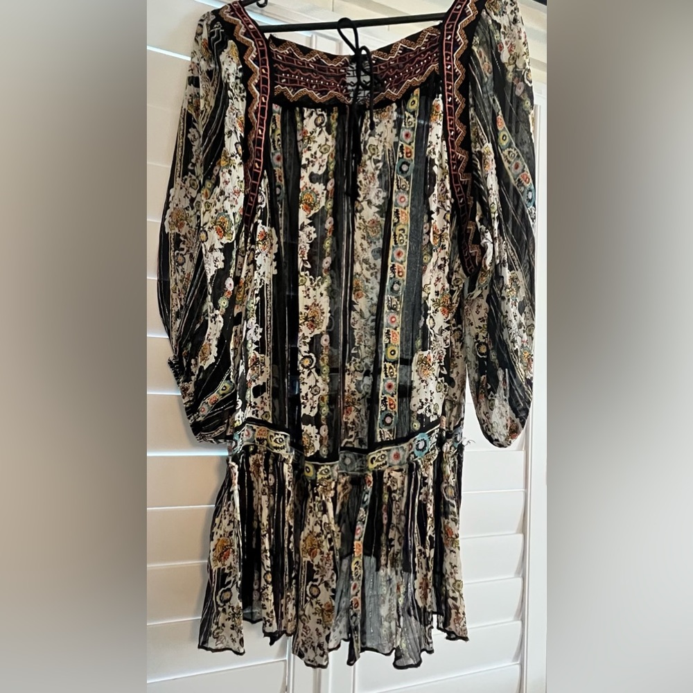 Free People flowy embroidered tunic dress